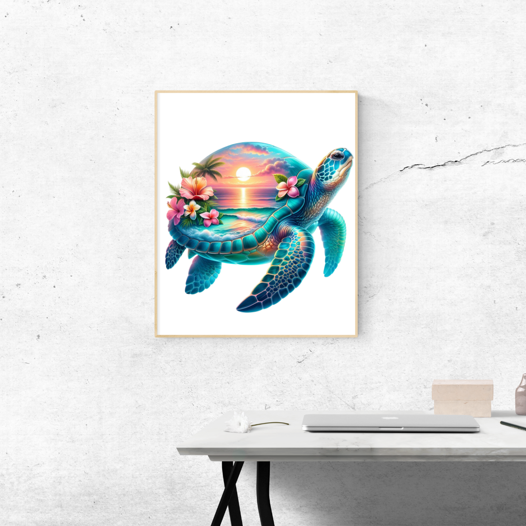 Ocean Sunset Turtle