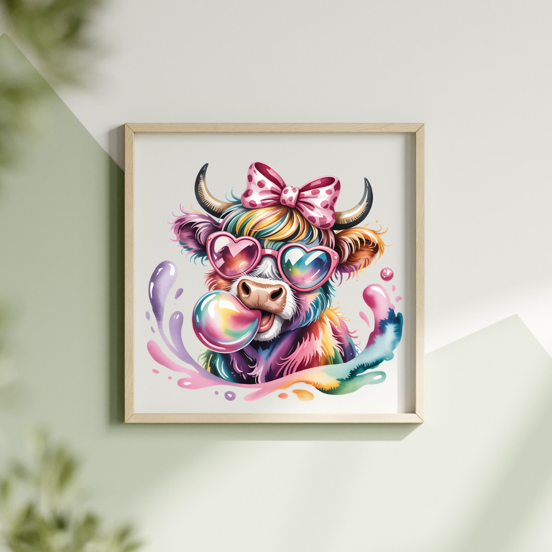 Rainbow Highland Cow Glow